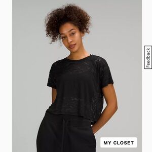 Lululemon Athletica Black Crop Relaxed Short Sleeve Tee